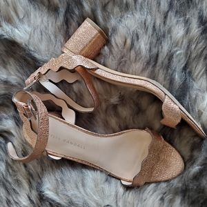 Loeffler Randall Emi Scallop Sandals in Rose Gold, sz 5.5